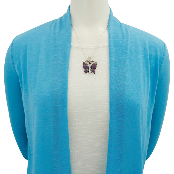 Butterfly Purple Turquoise Pendant Sterling Silver P3290-C77