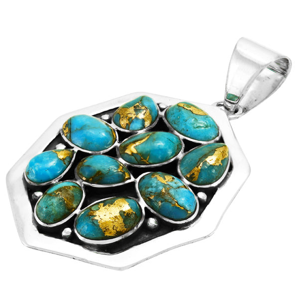 Matrix Turquoise Pendant Sterling Silver P3291-C84