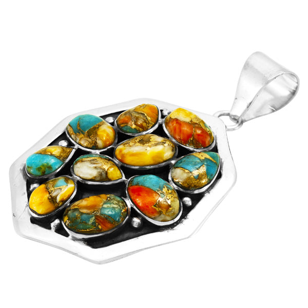 Spiny Turquoise Pendant Sterling Silver P3291-C89