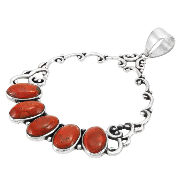 Coral Pendant Sterling Silver P3292-C74