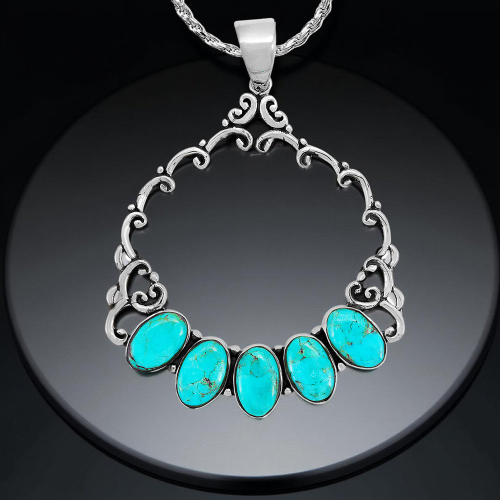 Turquoise Pendant Sterling Silver P3292-C75