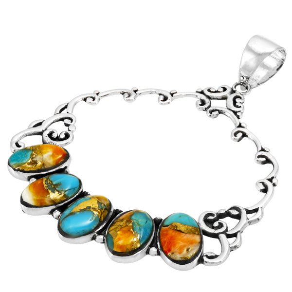 Spiny Turquoise Pendant Sterling Silver P3292-C89