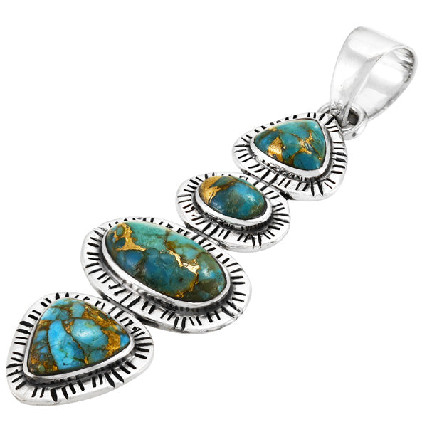 Matrix Turquoise Pendant Sterling Silver P3295-C84