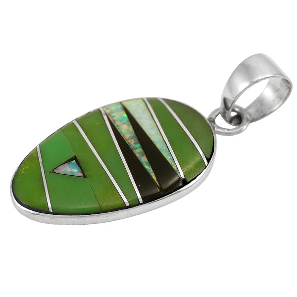 Green Turquoise Pendant Sterling Silver P3297-C22