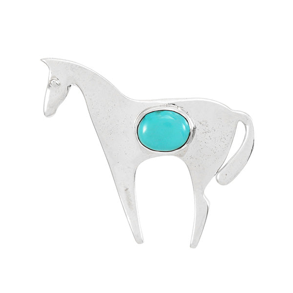 Horse Turquoise Pin/Broach Sterling Silver PB3302-C75