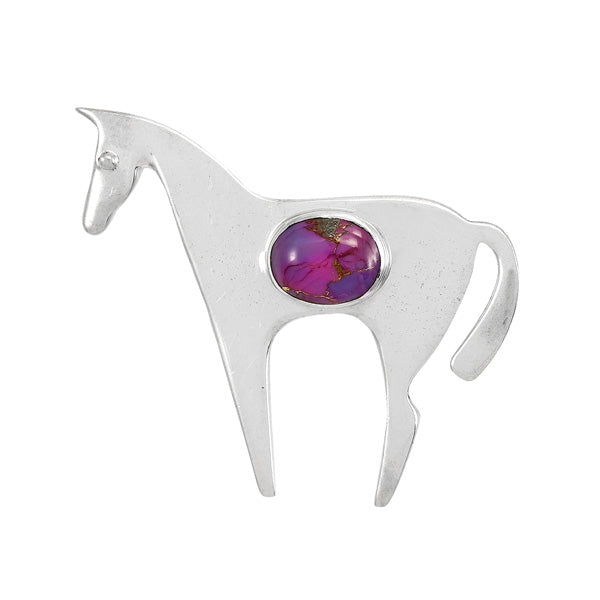 Horse Purple Turquoise Pin/Broach Sterling Silver PB3302-C77