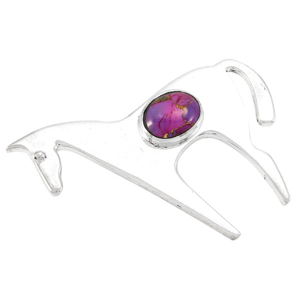Horse Purple Turquoise Pin/Broach Sterling Silver PB3302-C77