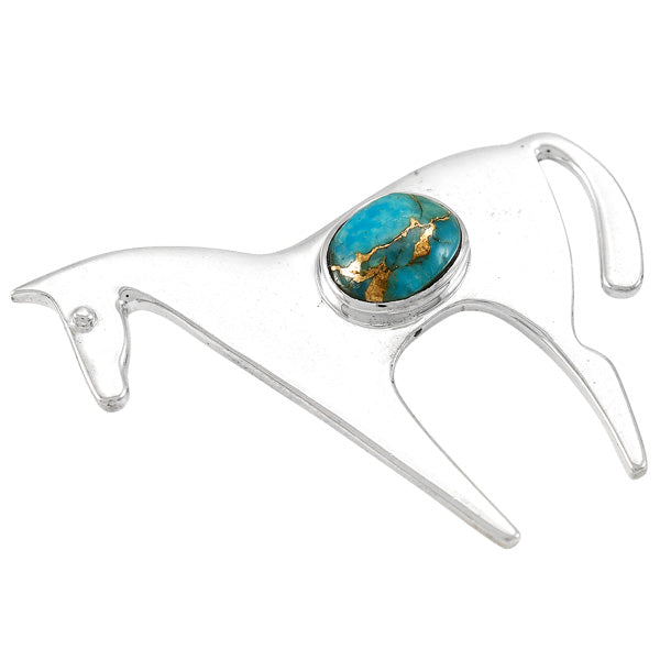 Horse Matrix Turquoise Pin/Broach Sterling Silver PB3302-C84