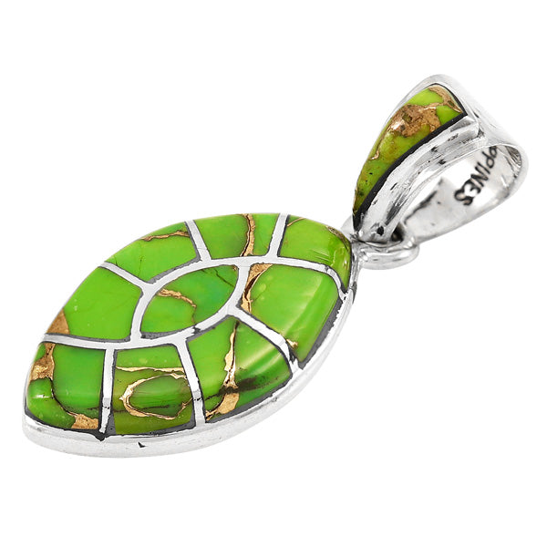 Green Turquoise Pendant Sterling Silver P3303-C06