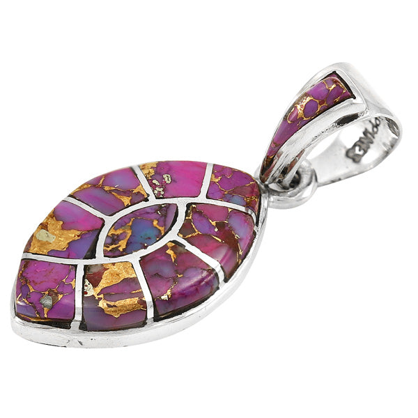 Purple Turquoise Pendant Sterling Silver P3303-C07