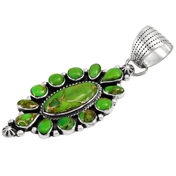 Green Turquoise Pendant Sterling Silver P3306-C76