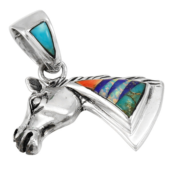 Horse Multicolor Pendant Sterling Silver P3307-C00