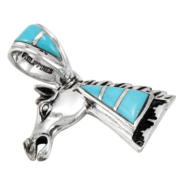 Horse Turquoise Pendant Sterling Silver P3307-C05
