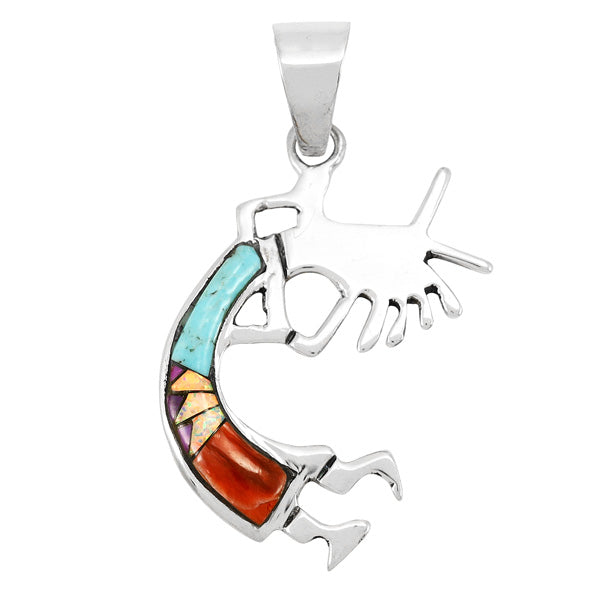 Kokopelli Multicolor Pendant Sterling Silver P3311-C00