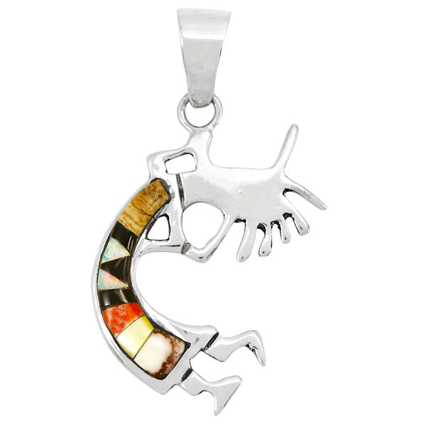 Kokopelli Multicolor Pendant Sterling Silver P3311-C49