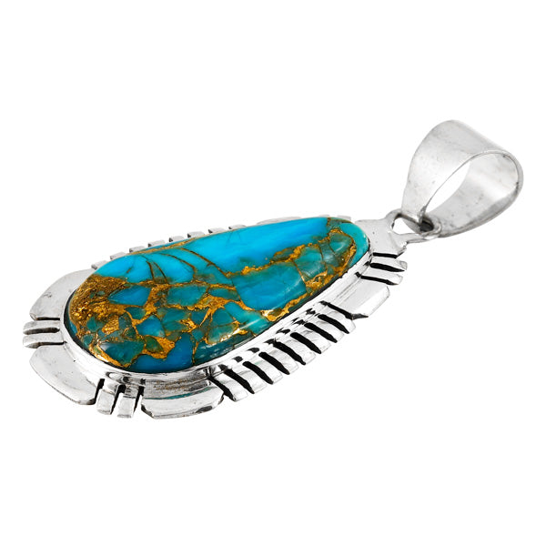 Matrix Turquoise Pendant Sterling Silver P3316-C84