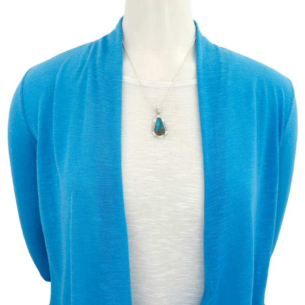 Matrix Turquoise Pendant Sterling Silver P3316-C84