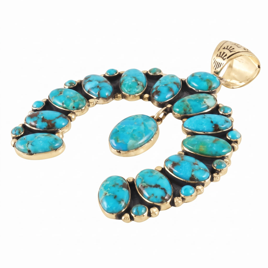 Naja Turquoise Pendant GoldCopper P3317-GB-C75