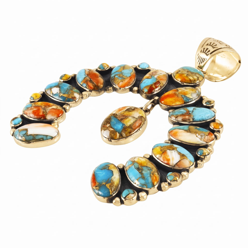 Naja Spiny Turquoise Pendant GoldCopper P3317-GB-C89