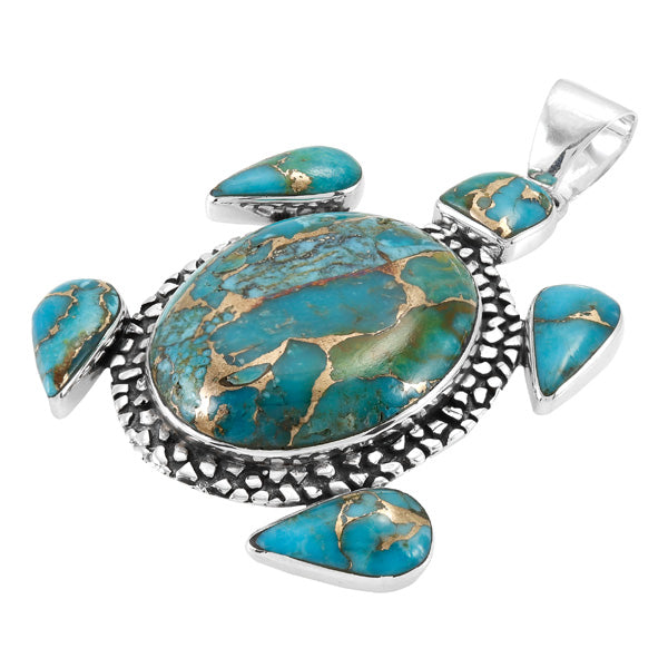 Turtle Pendant Matrix Turquoise Sterling Silver P3321-C84