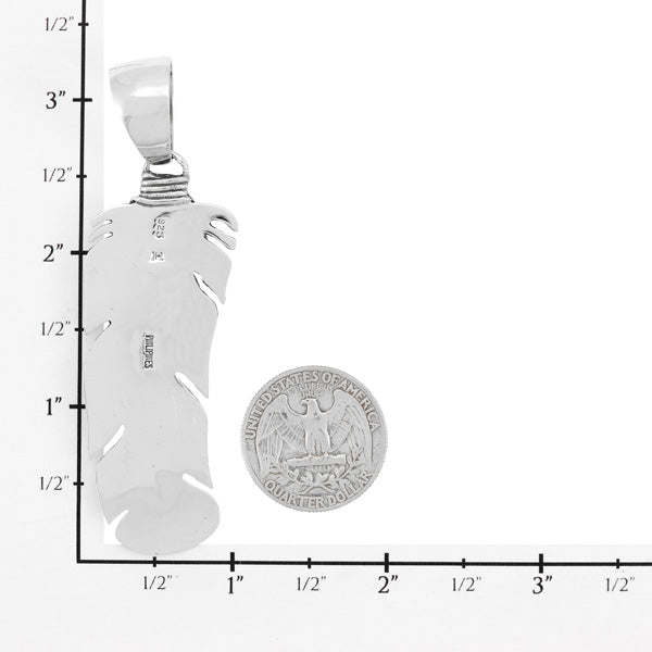 Coral Feather Pendant Sterling Silver P3327-C74