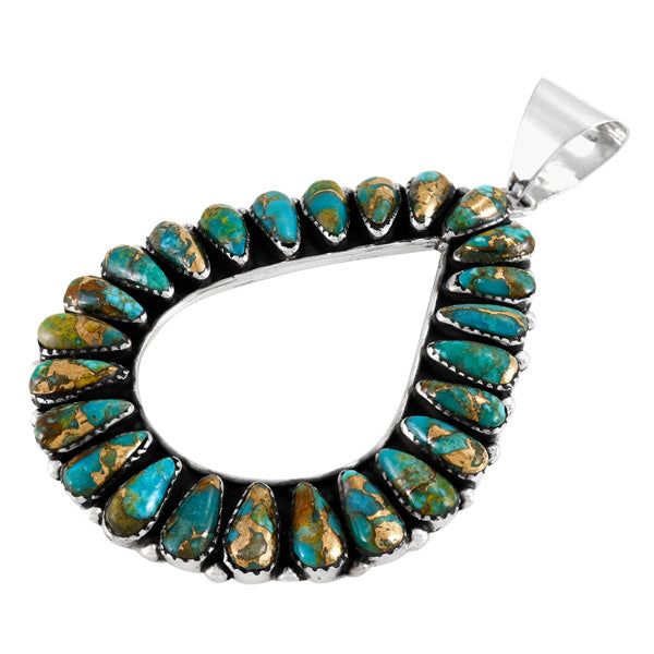 Matrix Turquoise Pendant Sterling Silver P3330-C84