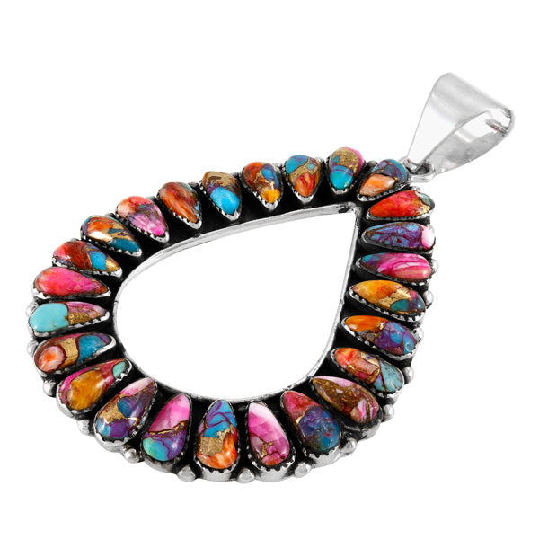 Rainbow Spiny Turquoise Pendant Sterling Silver P3330-C91