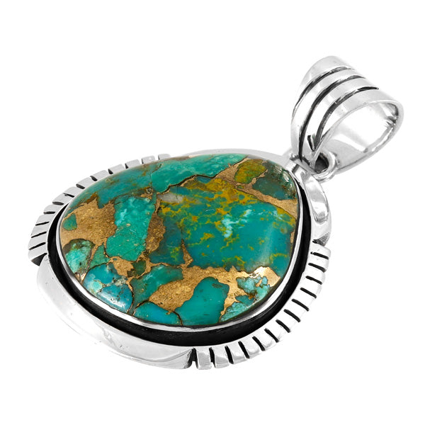 Matrix Turquoise Sterling Silver Pendant P3334-C84