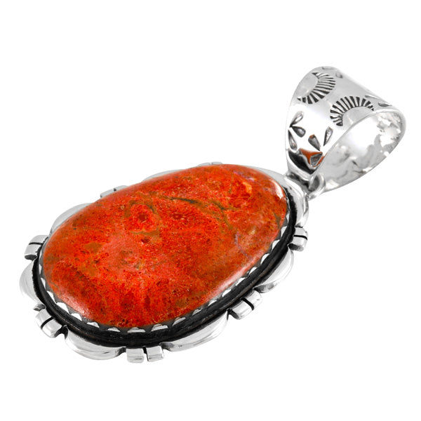 Coral Pendant Sterling Silver P3336-C74
