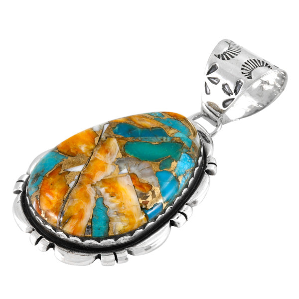 Spiny Turquoise Sterling Silver Pendant P3336-C89