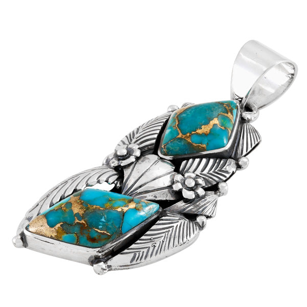 Matrix Turquoise Pendant Sterling Silver P3339-C84