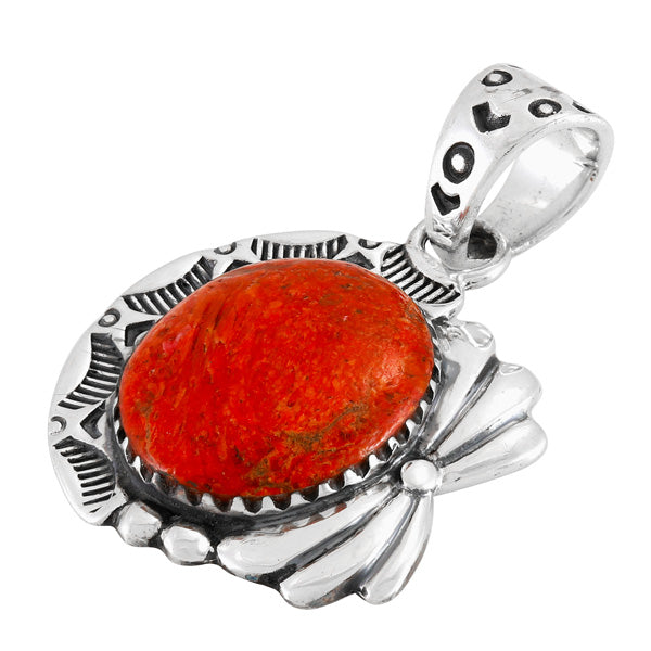 Coral Pendant Sterling Silver P3340-C74