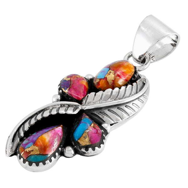 Rainbow Spiny Turquoise Pendant Sterling Silver P3341-C91