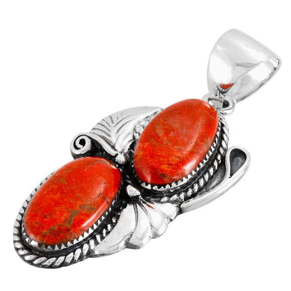 Coral Pendant Sterling Silver P3343-C74