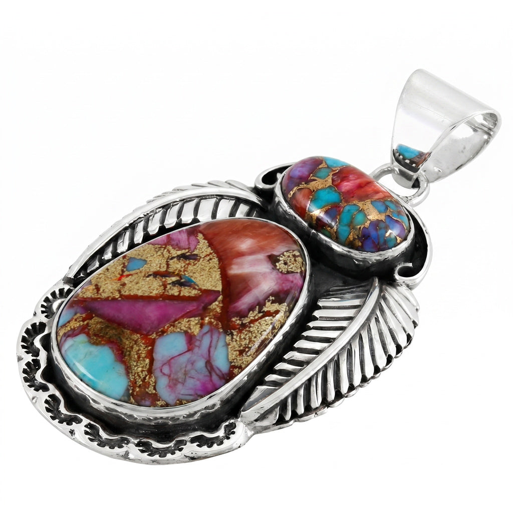 Rainbow Spiny Turquoise Pendant Sterling Silver P3344-C91