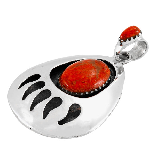 Coral Bear Paw Pendant Sterling Silver P3346-C74