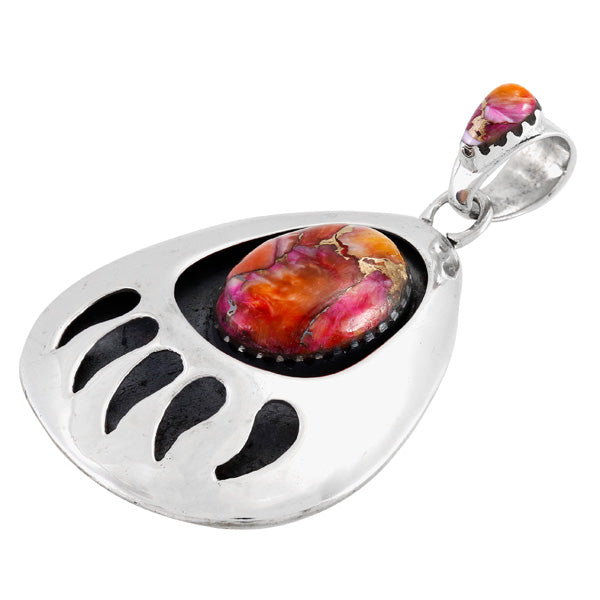 Plum Spiny Bear Paw Pendant Sterling Silver P3346-C92