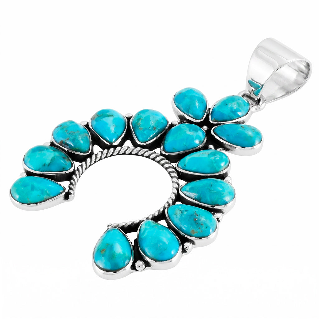 Turquoise Naja Pendant SilveryCopper P3348-SB-C75