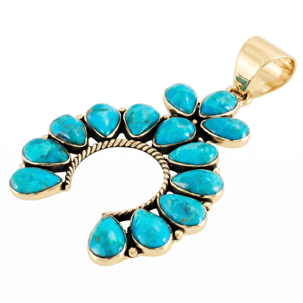 Turquoise Naja Pendant GoldCopper P3348-GB-C75
