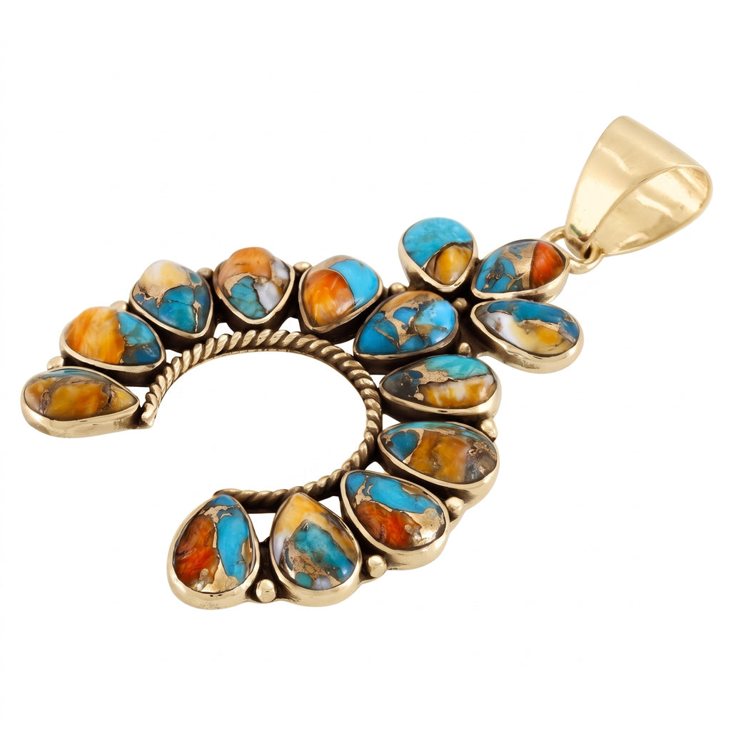 Naja Spiny Turquoise Pendant GoldCopper P3348-GB-C89