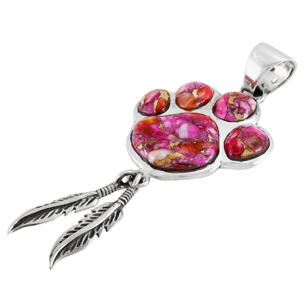 Plum Spiny Paw Feather Pendant Sterling Silver P3349-C92