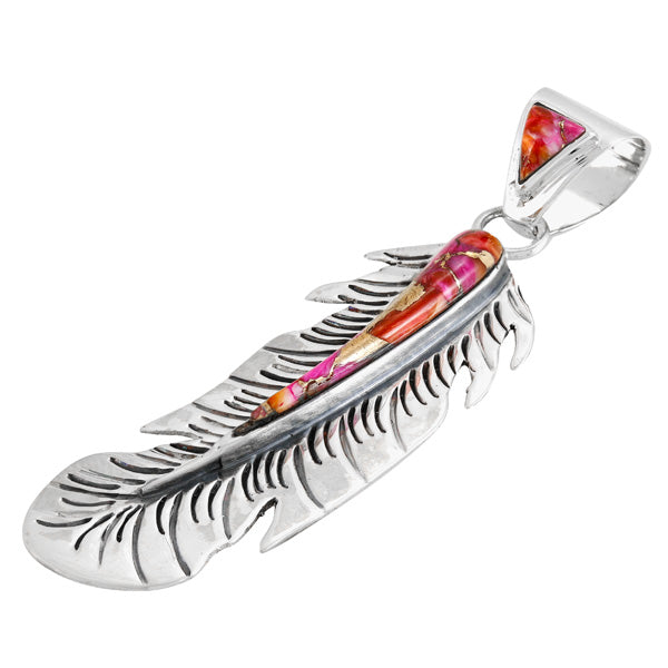 Plum Spiny Feather Pendant Sterling Silver P3350-C92