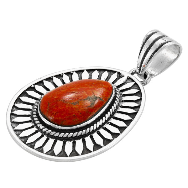 Coral Pendant Sterling Silver P3352-C74