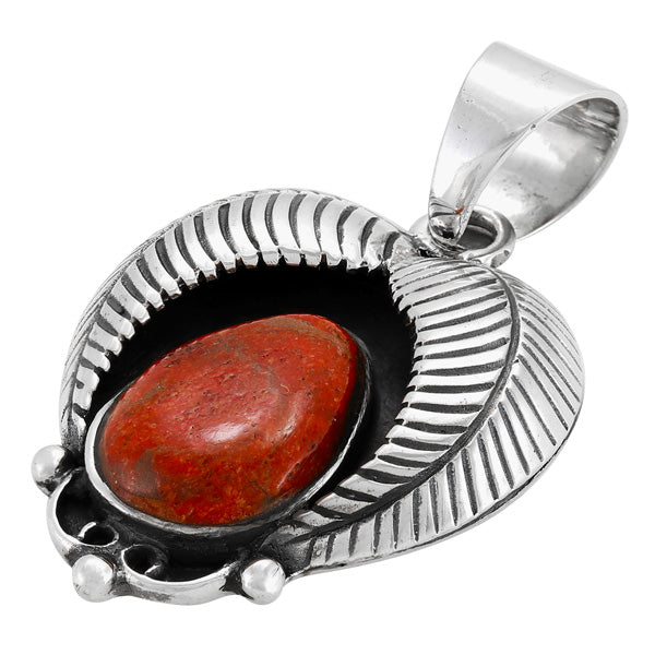 Coral Pendant Sterling Silver P3353-C74