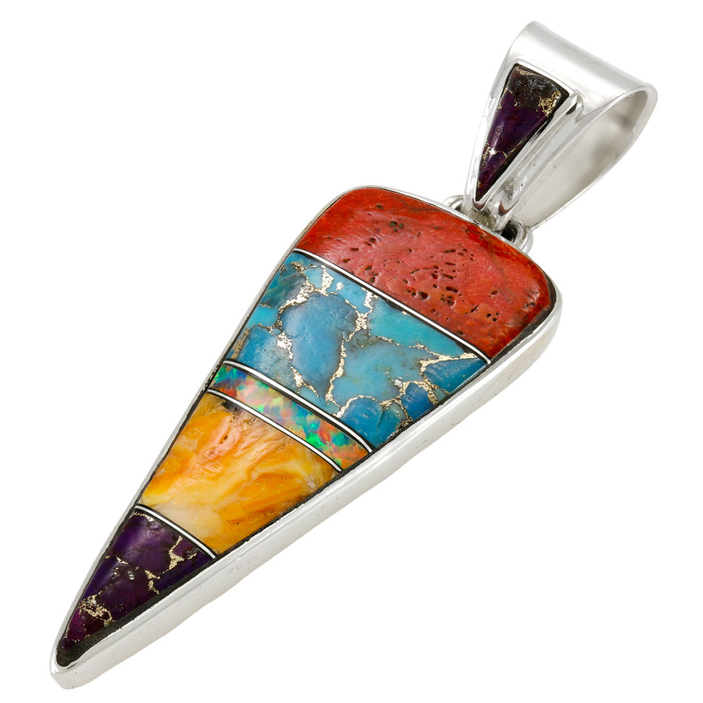 Multi Gemstone Arrowhead Pendant Sterling Silver P3355-C00