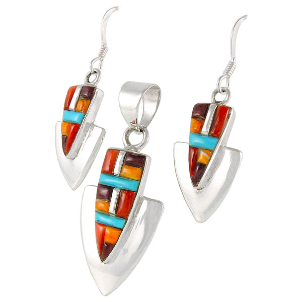 Multicolor Pendant & Earrings Set Sterling Silver PE4001-C51