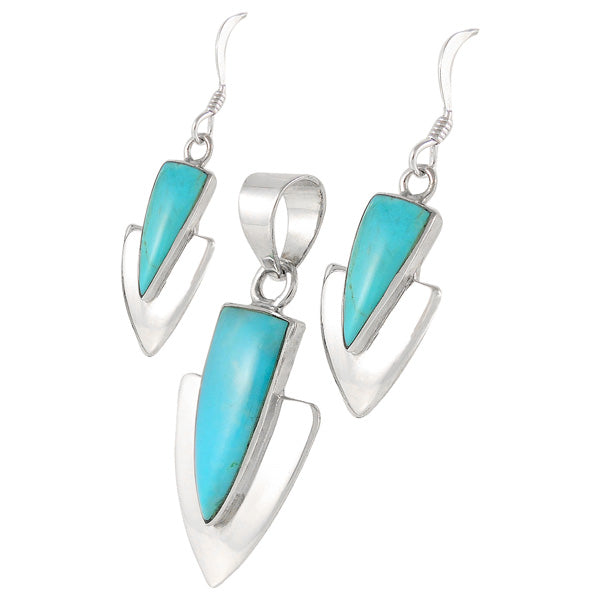 Turquoise Pendant & Earrings Set Sterling Silver PE4001-C75