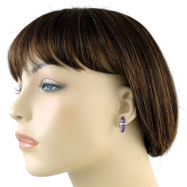 Sterling Silver Pendant & Earrings Set Purple Turquoise PE4008-C07