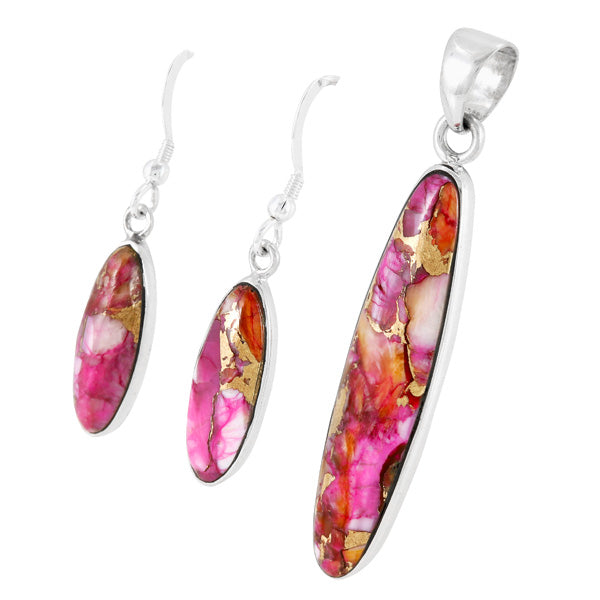 Plum Spiny Matching Pendant & Earrings Set Sterling Silver PE4008-C92