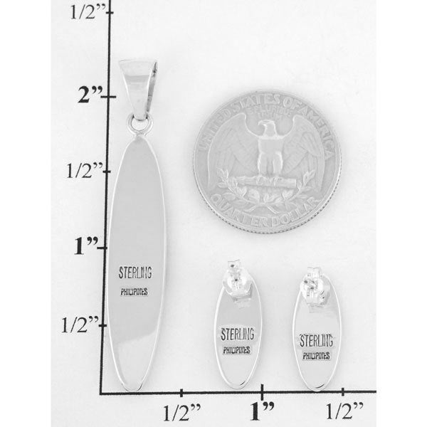 Sterling Silver Pendant & Earrings Set Multicolor PE4008-C00